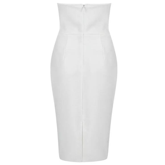 Selfie Leslie Avila Pintuck Pleat Bust Strapless Dress White‎ Size Small - Picture 8 of 16